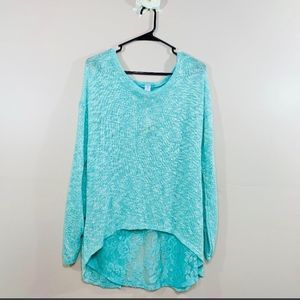 NB NO Boundaries Mint Long sleeve blouse lace back